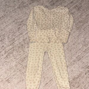 Quincy Mae Cream Pajama Set with Floral Design